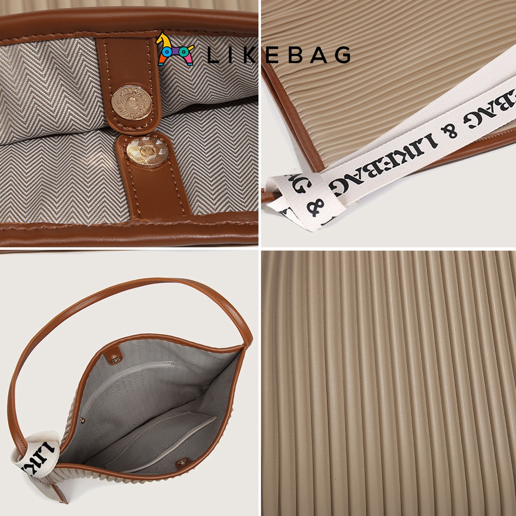 Túi xách nữ đeo vai LIKEBAG kẻ sọc thiết kế co giãn thời trang 219DJ6863 - LIBAGI