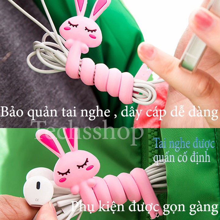 Dây quấn dây tai nghe, dây sạc xoắn hình thú - Dụng cụ kẹp dây điện