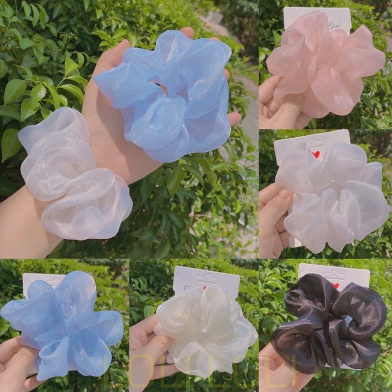 Scrunchies cột tóc voan kính siêu dễ thương [FREE SHIP]