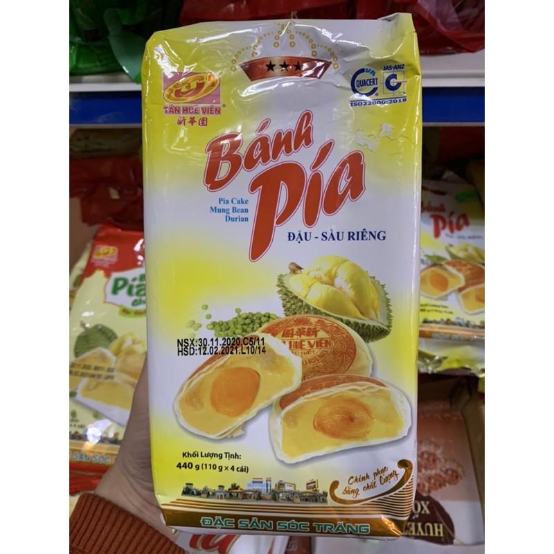 Bánh pía đậu xanh sầu riêng Tân Huê Viên 440g