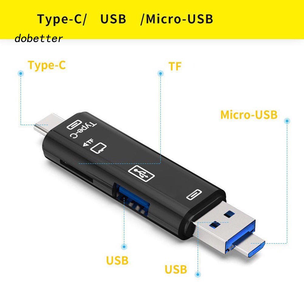 Đầu Đọc Thẻ Nhớ 5 Trong 1 Usb 3.0 Type-C Micro Otg Tf | WebRaoVat - webraovat.net.vn