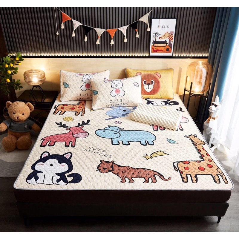 Chiếu điều hoà cao su non 5D LATEX chất vải tenscel mềm mịn ( tặng kèm 2 vỏ gối cùng bộ)