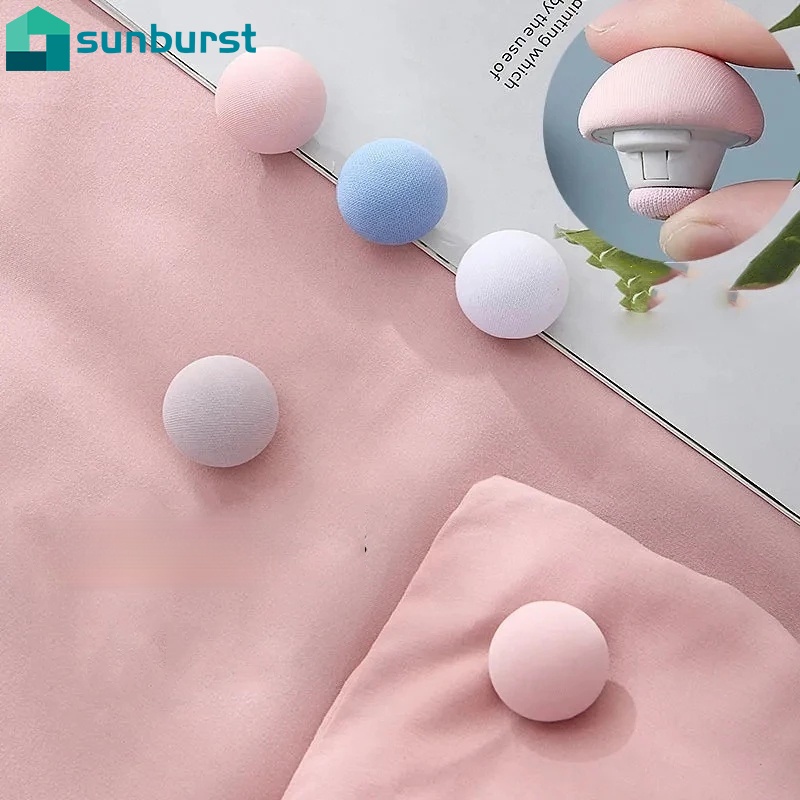[Featured] 4Pcs Mushroom Shape Non-slip Quilt Holder / Pure Color Bed Sheet Blanket Clip / One Key to Unlock Blankets Cover Fastener Clip