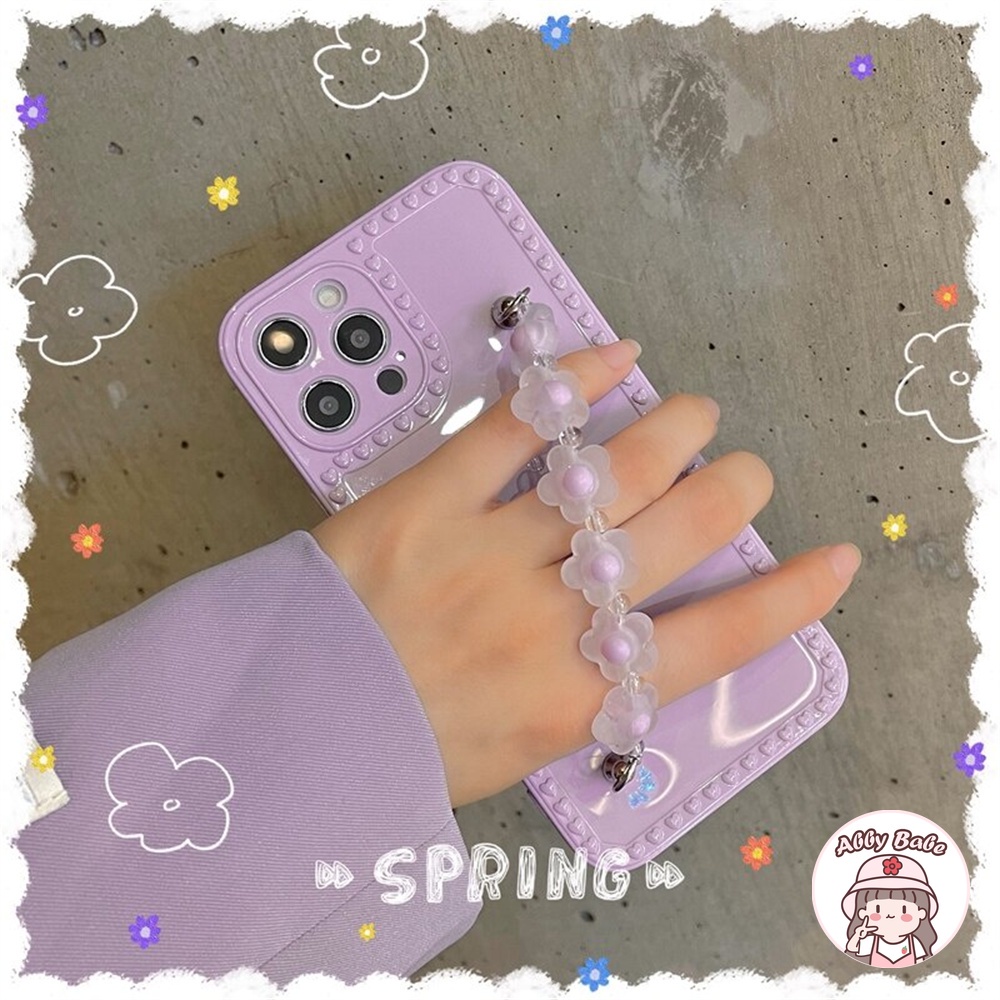 Ốp Điện Thoại TPU Mềm Chống Sốc Họa Tiết Hoa Oải Hương 3D Kèm Dây Đeo Cho IP 13 12 11 Pro Max XR 8 7 Plus