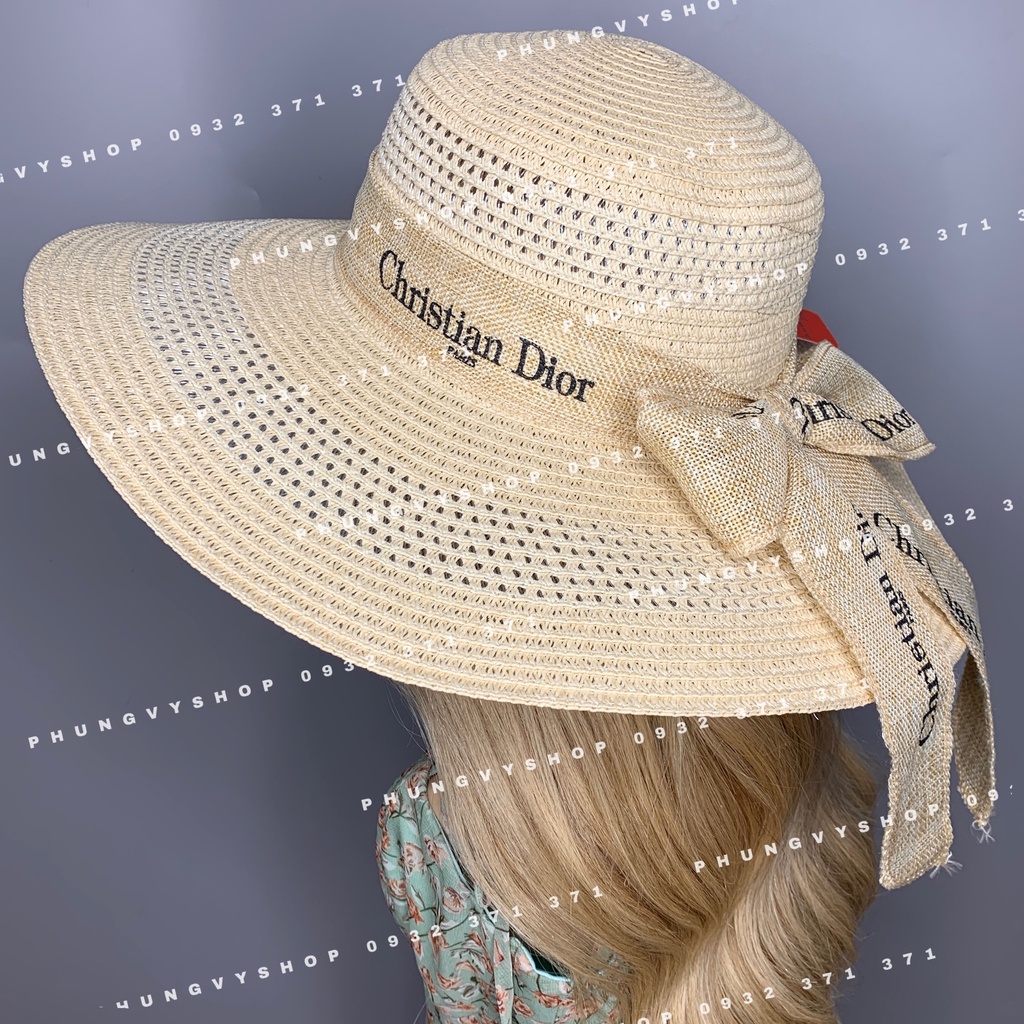 (LP)- Mũ cói Vành TO loại DÂY NƠ IN CHRISTI- nón đi biển che nắng