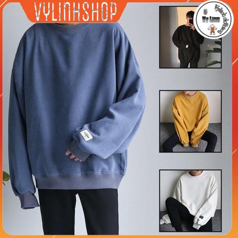 Áo sweter VYLINHSHOP áo nỉ trơn dài tay cổ tròn nam nữ unisex basic bo gấu dày ấm nhiều màu size XS-XL