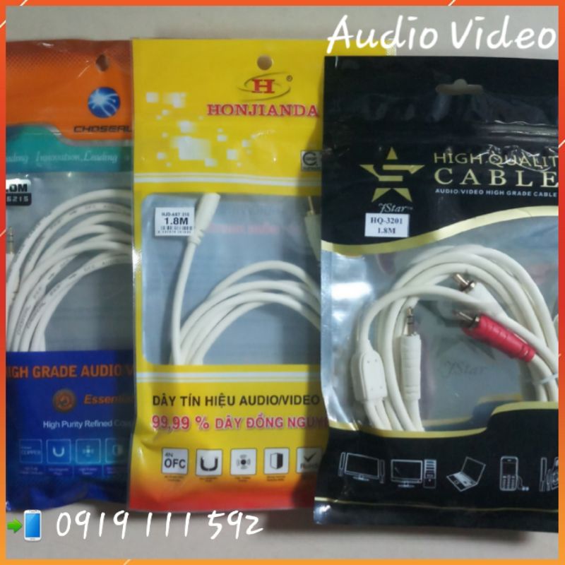 Dây cáp tín hiệu Âm thanh  3.5Ly ra 2 đầu Bông sen, dây xịn, đủ kích thước