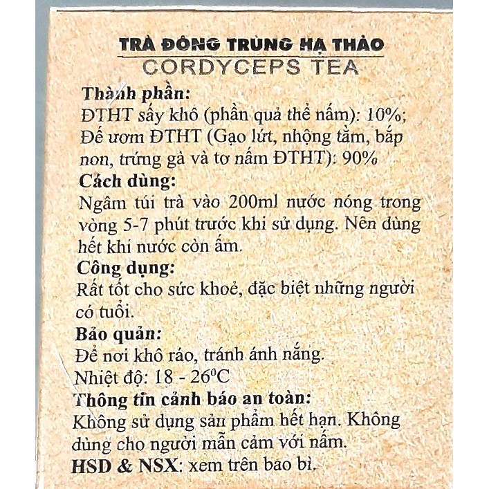 Trà túi lọc Đông Trùng Hạ Thảo Nấm Vàng