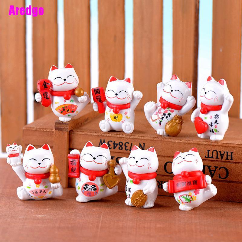 Mô hình chú mèo may mắn mini dễ thương dùng trang trí nhà cửa