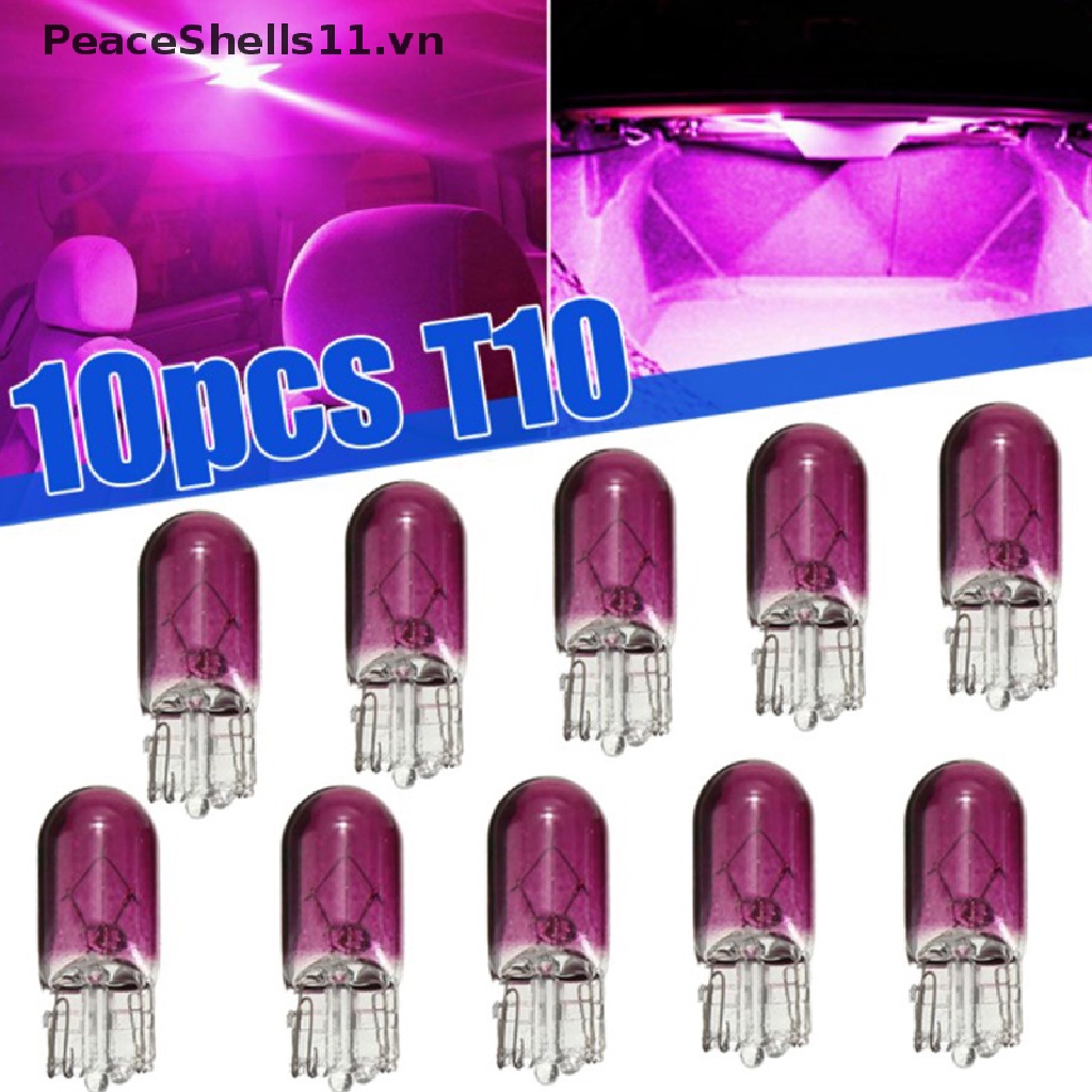 Set 10 Bóng Đèn T10 12V 5W Ánh Sáng Tím Gắn Bảng Điều Khiển Xe Hơi