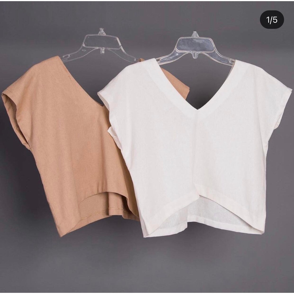 Áo Linen- Áo Cổ tim- Mẫu Basic-Chất Linen