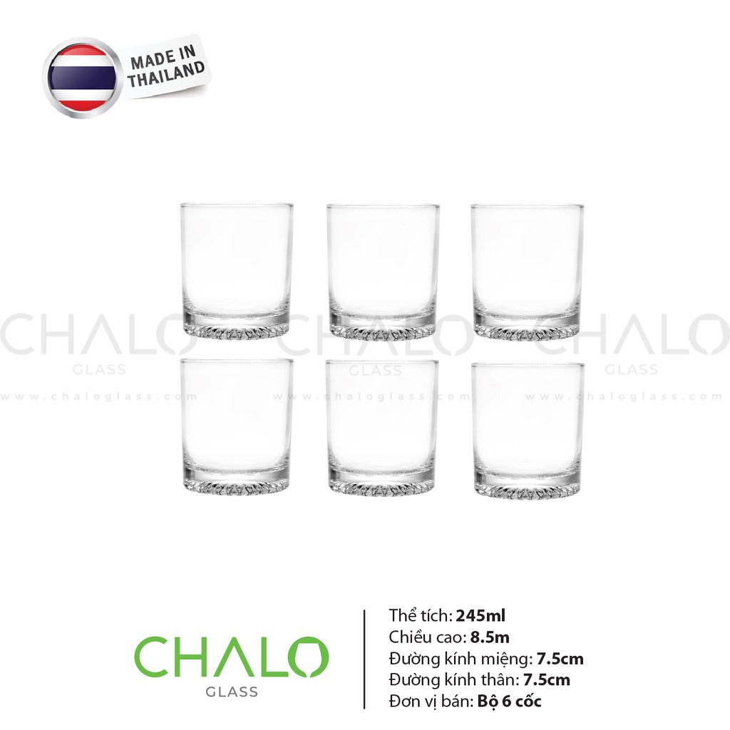 [Made in Thailand] Cốc thủy tinh đáy hoa Union Glass - UG350 - 245ml (Bộ 06 cốc)