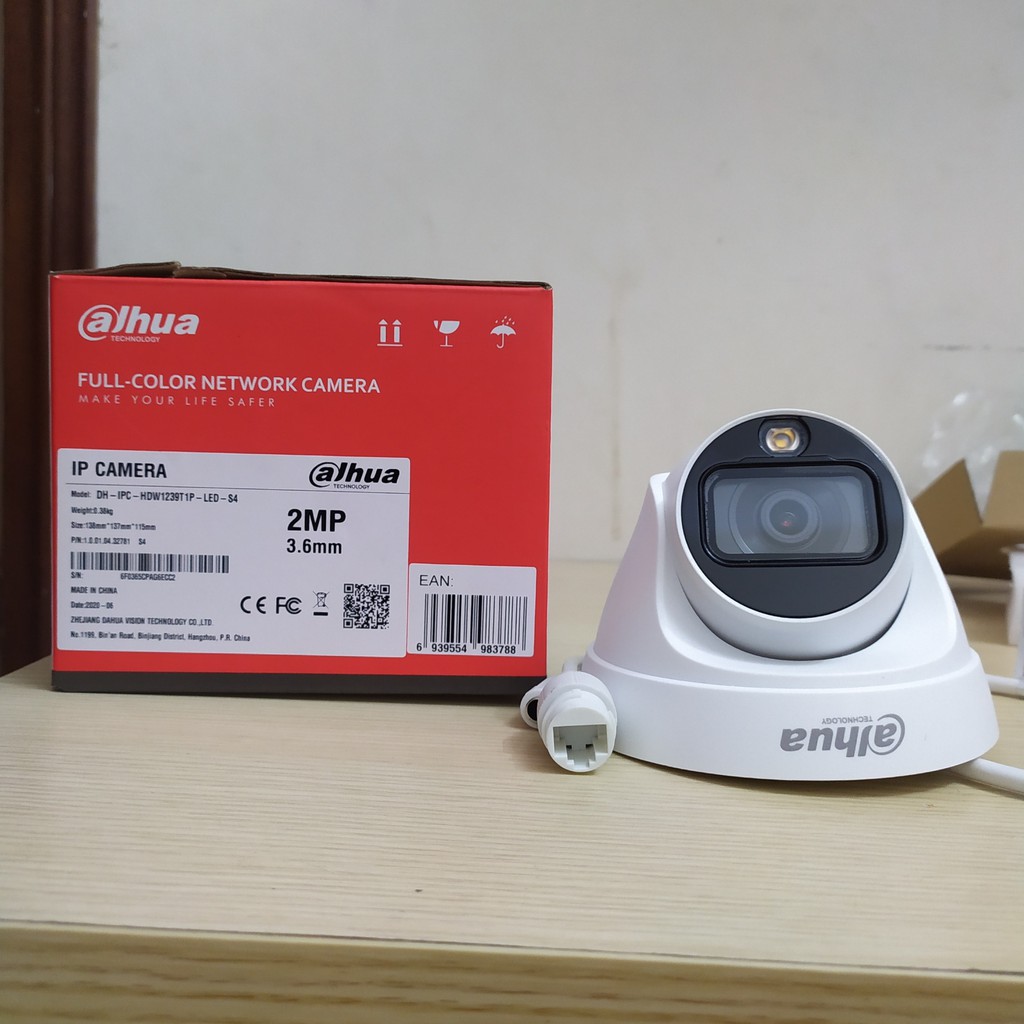 Camera IP Full-Color 2MP Dome DAHUA DH-IPC-HDW1239T1P-LED-S4 Hàng chính hãng(BH 2 NĂM)