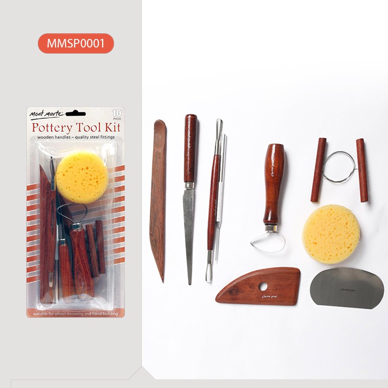 [Hỏa Tốc HCM] Bộ Dụng Cụ 10 Món Pottery Làm Đất Sét Mont Marte - Pottery Tool Kit Signature 10pce - MMSP0001