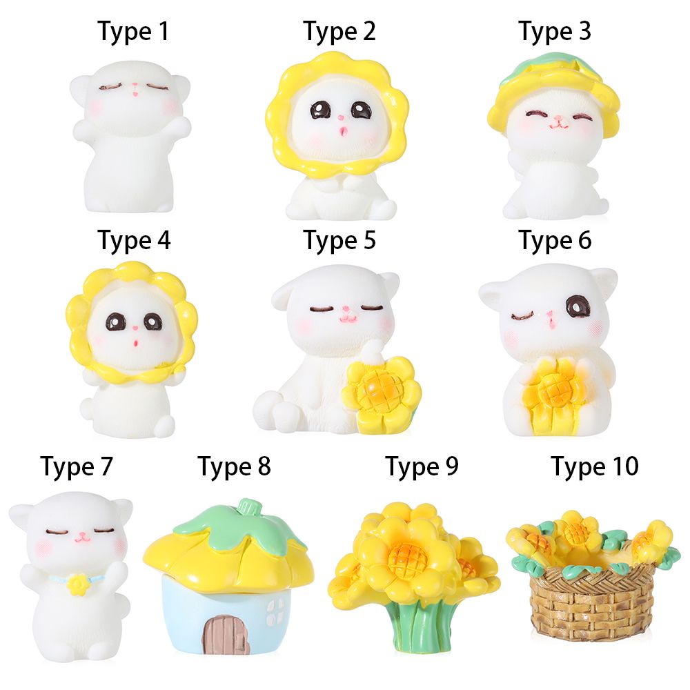 Đồ trang trí Mèo Và Hoa Hướng Dương Mini Dễ Thương Dùng Trang Trí Tiểu Cảnh/ Sân Vườn