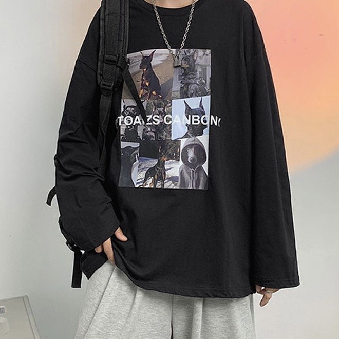 Áo thun tay dài Wind phông nam nữ form rộng unisex oversize ulzzang Áo thun dài tay 3155