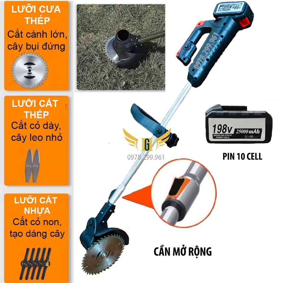 [ TẶNG 8 LƯỠI CẮT ] Máy Cắt Cỏ, Tỉa Cành Cầm Tay Pin Khủng 10 cell, Hàng Cao Cấp - Động Cơ Mạnh Mẽ