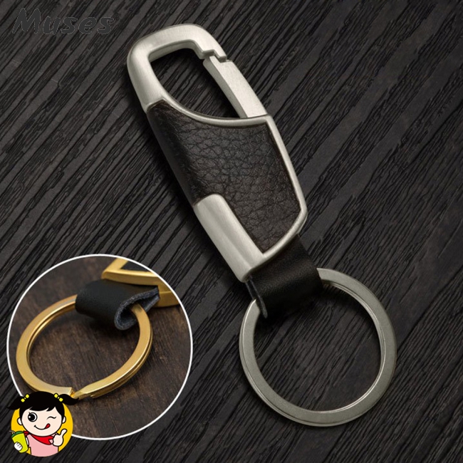 Móc khóa kim loại đa năng phối da đơn giản cho nữ