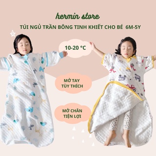 Túi ngủ cho bé mùa đông trần bông tinh khiết giữ ấm thay chăn cho bé - TNBK