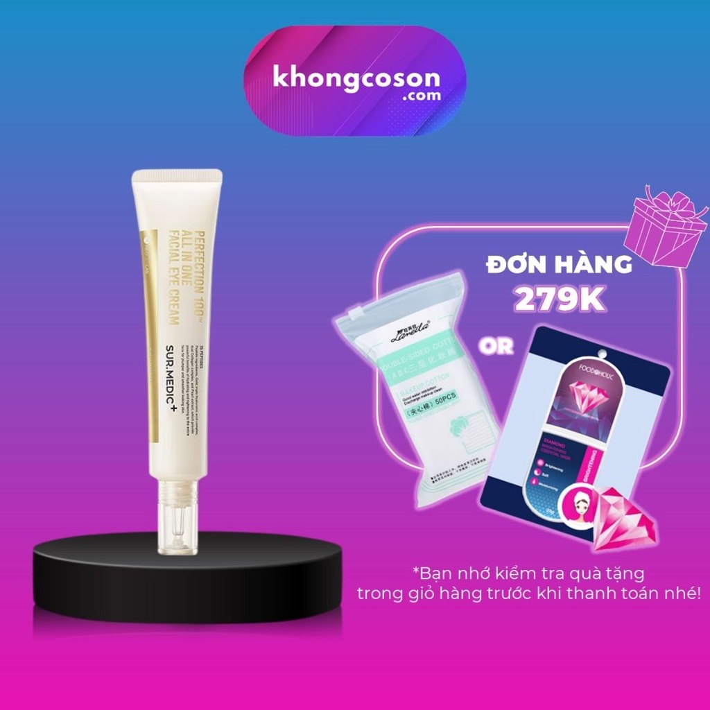 Kem Dưỡng Mắt Sur.Medic+ Giảm Nếp Nhăn Ngăn Lão Hóa 35ml Perfection 100™ All In One Facial Eye Cream - Khongcoson