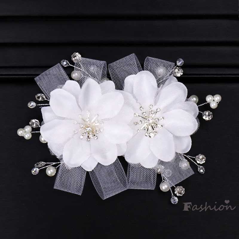 Phụ Kiện Trang Trí Tóc Hình Bông Hoa Đính Ngọc Trai Giả Dành Cho Nữ