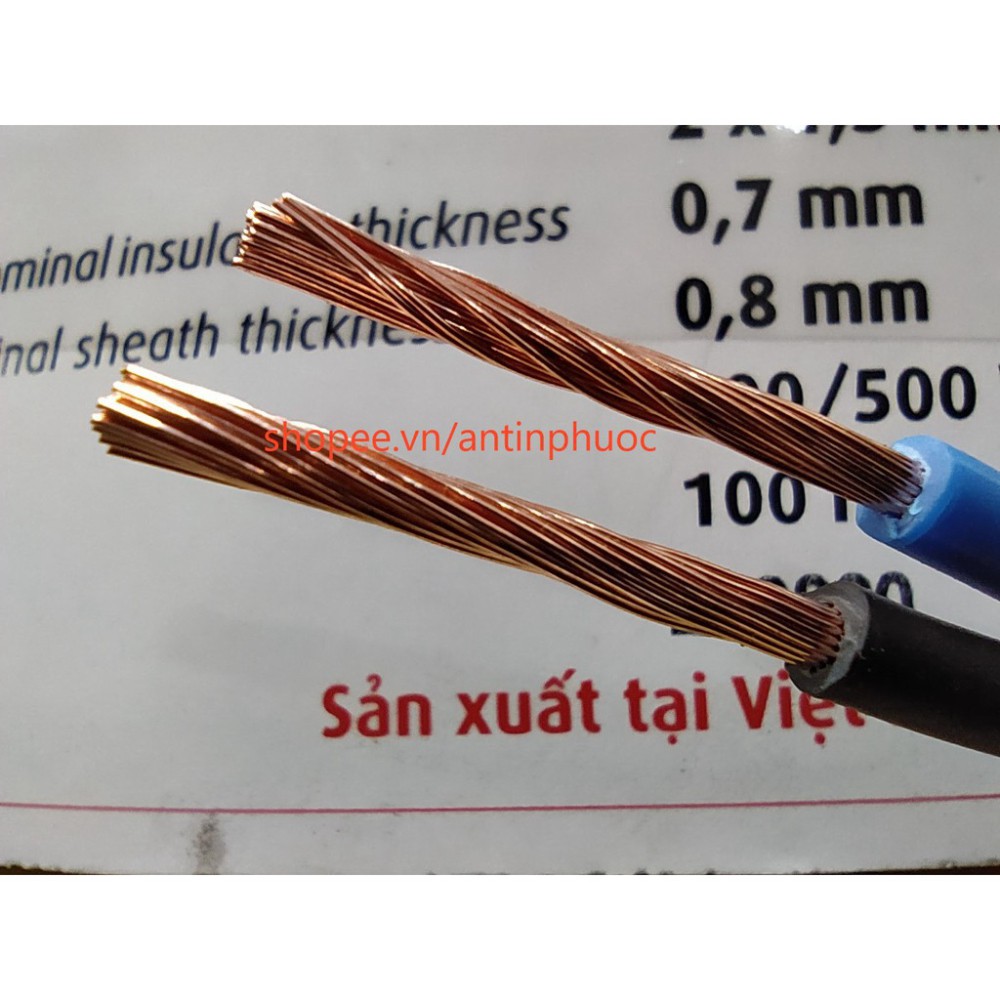 Dây điện đôi mềm dẹp ( 2 lớp vỏ ) Cadivi 2 x 1.5mm (Vcmo 2x30/0.25) - bán lẻ theo mét