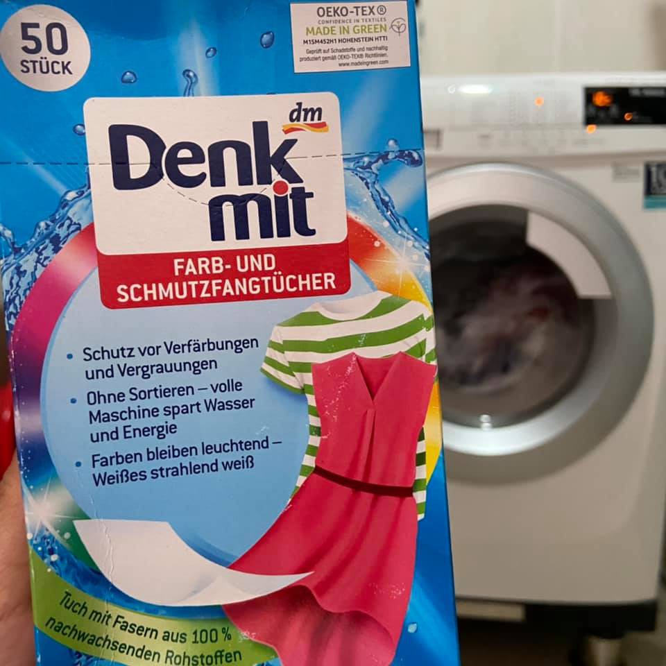 (Hàng Đức) Giấy giặt quần áo chống lem màu Denkmit hộp 24 tờ và hộp 50 tờ