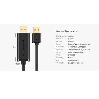 Cáp USB Data Link dài 3m Ugreen 20226 (Đen)