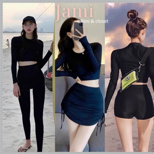 ĐỒ BƠI NỮ ÁO TAY DÀI QUẦN DÀI KÍN CHÂN 3 KIỂU Thun Lạnh Cao Cấp - JAMI -  ATD87