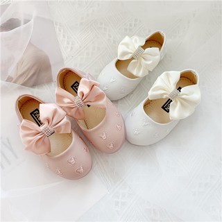 Giày búp bê bé gái ⚡FREE SHIP⚡ hàn quốc ulzzang nơ công chúa đẹp cao gót trắng hồng