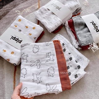 Khăn xô Pippi ORGANIC set 4 cái, khăn đa năng, khăn tắm xuất Hàn Quốc nhiều hình đẹp