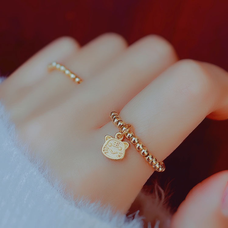 Nhẫn Đính Hạt Mạ Vàng Hình Con Hổ Độc Đáo Thời Trang Xuân Hè Cho Nữ