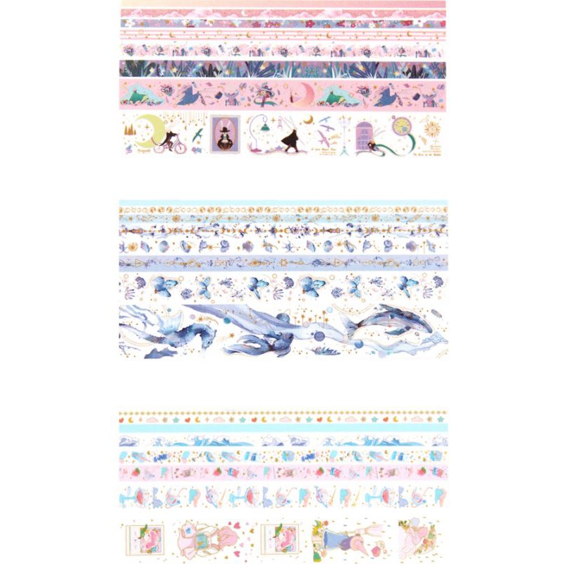 Set 8 cuộn băng dính trang trí washi tape ánh nhũ