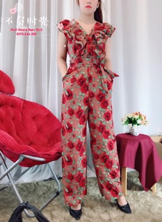 Jumpsuit dài họa tiết combo