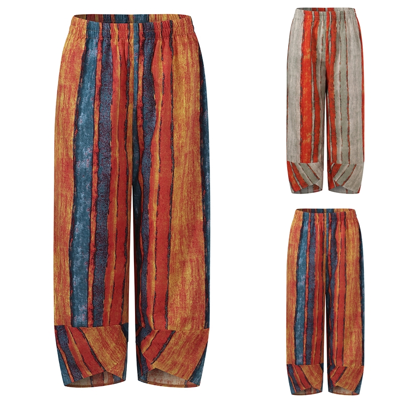 Quần Dài ZANZEA cho Nữ Ống Rộng Họa Tiết Kẻ Sọc Vintage Thời Trang | BigBuy360 - bigbuy360.vn