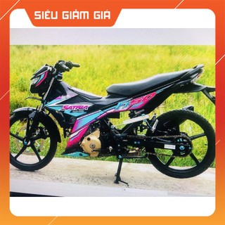 Tem rời Satria Fi Hồng đen chất liệu Crom cao cấp ko bay màu