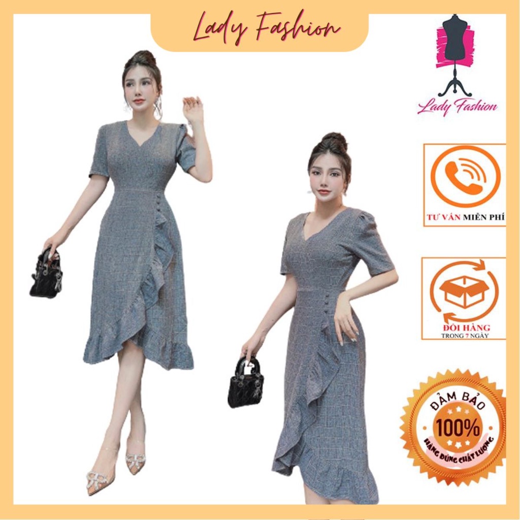 ĐẦM CARO THIẾT KẾ ĐẮP CHÉO PHỐI BÈO KHÁNH LINH –M017