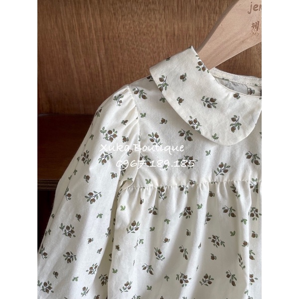 Bodysuit Dài Tay Hoạ Tiết Quả Oliu Bé Gái Cao Cấp Phong Cách Hàn Quốc [Jennybebe]
