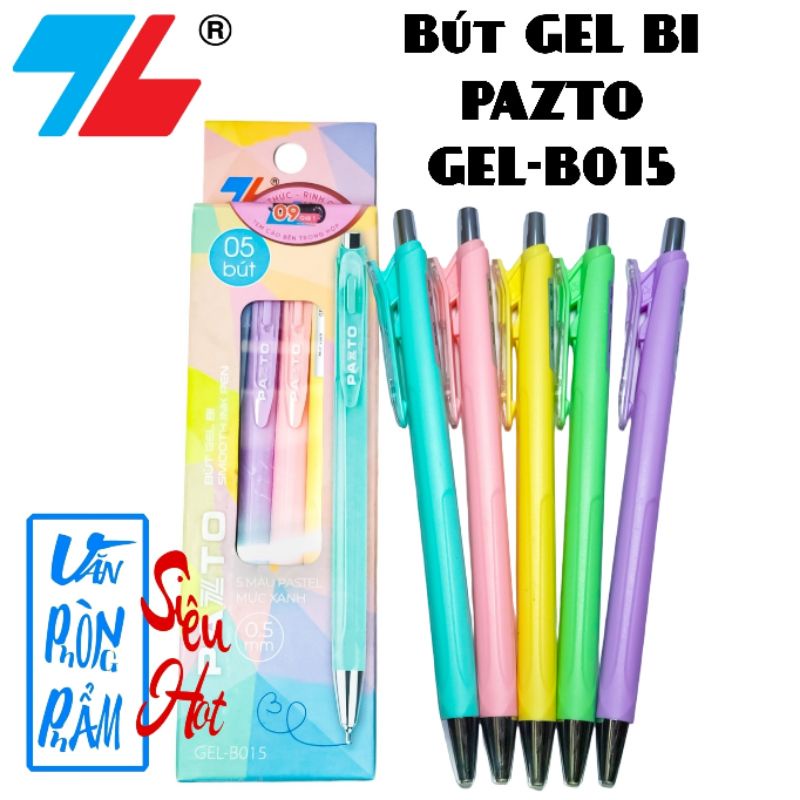 Bút Gel Bi màu Pastel Thiên Long Pazto FO-GELB039/VN Và GELB015 - Mực xanh (5 cây)