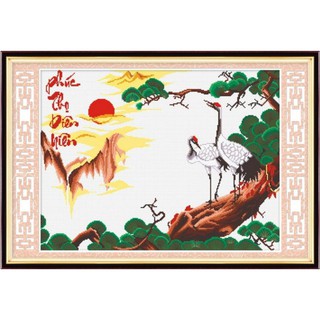 Tranh Thêu Chữ Thập Phúc Thọ Diên Niên 222863 (KHÁCH TỰ THÊU) KT:69X55CM