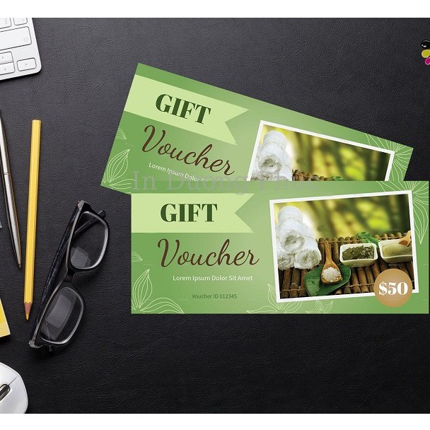 IN 200 PHIẾU QUÀ TẶNG / GIFT VOUCHER / PHIẾU BẢO HÀNH CHỈ 300.000đ /Giấy C300  / Cán Màng / Không Cán