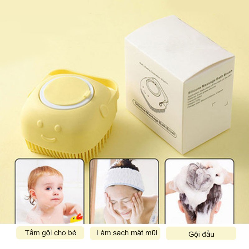 Bàn Chải Tắm Silicon Có Ngăn Chứa Sữa Tắm, Làm Sạch Và Massage, Tẩy Tế Bào Chết Cải Thiện Làn Da, Quai Xách Tiện Lợi