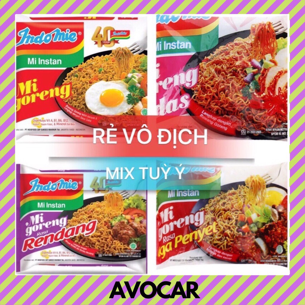 Mì Indomie Mi Goreng 40gói/ thùng Mix tuỳ ý,Mì Trộn Indo,Mì Ngon Hà Nội