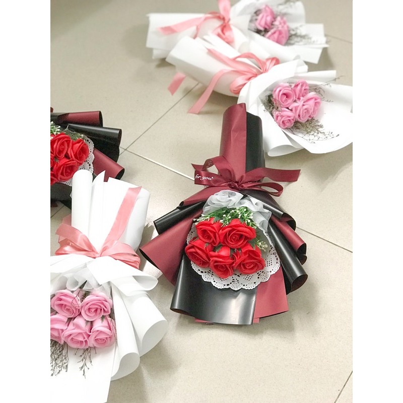 Bó hoa sáp 5 bông kiểu Hàn Quốc - Tặng Thiệp