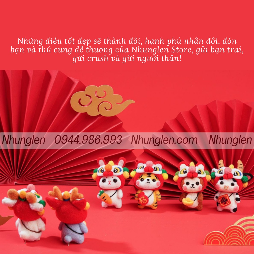 [NEW] Bộ len chọc linh vật 12 con giáp cung hoàng đạo theo tuổi, quà tặng may mắn, DIY needle felting, có hướng dẫn