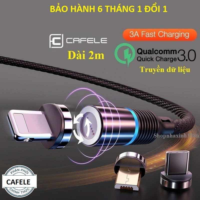 Cáp sạc nam châm hỗ trợ sạc nhanh QC 3.0 CAFELE, truyền dữ liệu, phiên bản hoàn hảo 2021