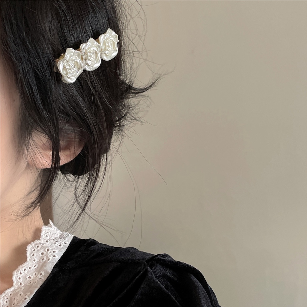 Kẹp Tóc Mái Dạng Bấm Họa Tiết Hoa Hồng Dễ Thương Cho Nữ YOS