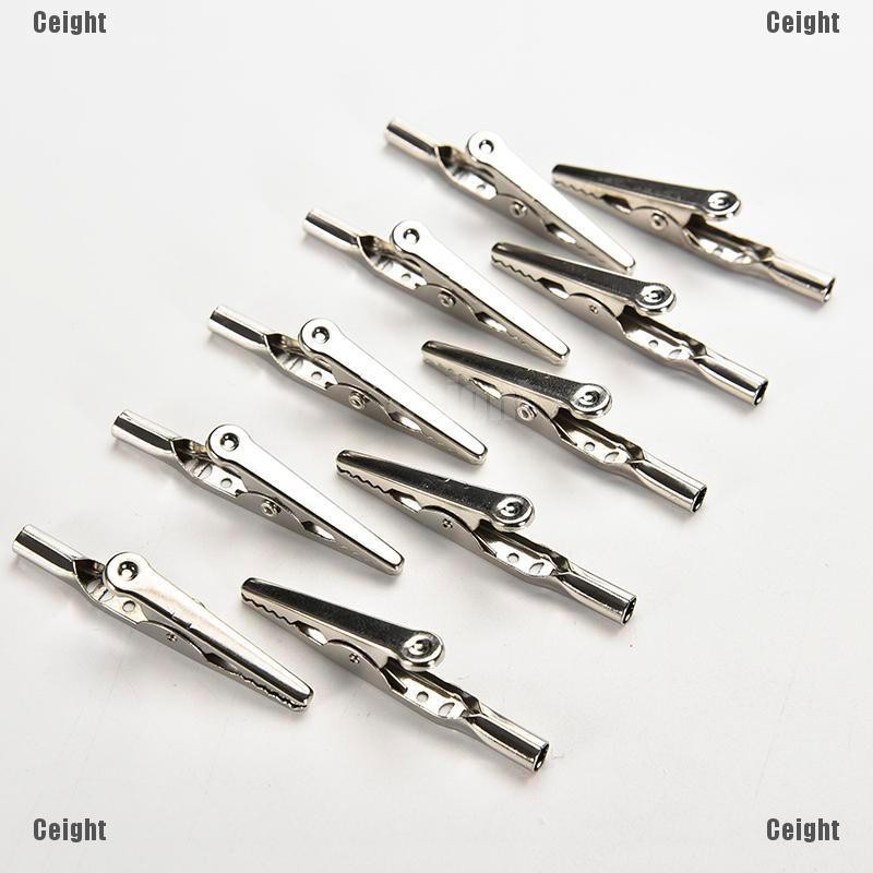 (Cei)10X Stainless Steel Alligator Crocodile Test Clips Cable Lead Screw Probe Fixing