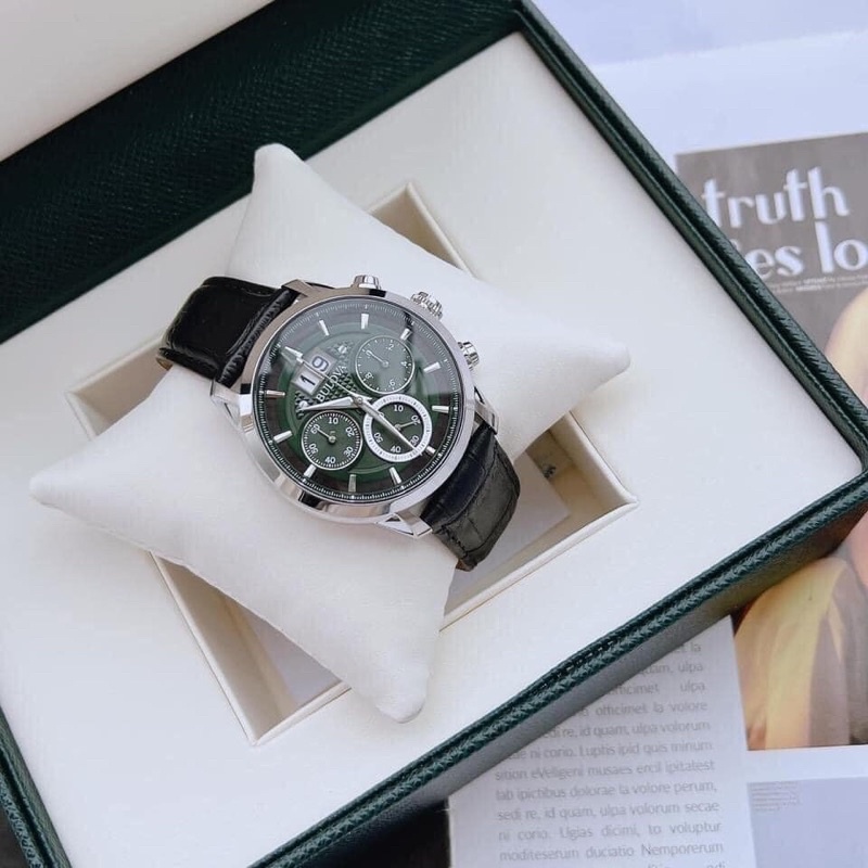 Đồng Hồ Nam Bulova Mặt 44mm, dây da đen, chống nước 3ATM