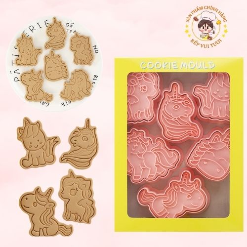 Khuôn bánh quy tạo hình dễ thương ngựa pony, lợn con, khủng long, ô tô máy, bay chó cứu hộ 3D sắc nét